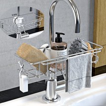 Stainless Steel Sink Storage Rack Kitchen Bathroom Adjustable Faucet Soap Dish D - £15.71 GBP