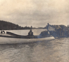 Boat Towing Barge USA Flag Original Found Photo Vintage Photograph Antique - $9.89