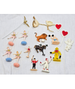 Vintage Cake Topper Figurine Lot Plastic Hong Kong Dancer Lion Clown Hor... - $40.96 CAD