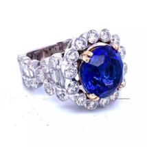 8.31 Carat Round Tanzanite Square Shank 5.11 Carat White CZ Rare Engagement Ring - £492.59 GBP