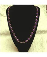 Vintage Gold Tone Double Sided Purple Disc 15&quot; Beaded Necklace  - €13,54 EUR