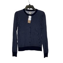 J. Crew The Caryn Cardigan Sweater Size XS Navy Blue White Polka Dots Wo... - $39.59