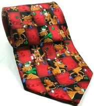 NWT Hallmark Christmas Reindeer Red Ornaments Lights Novelty Silk Tie - £11.84 GBP