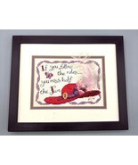 Framed Cross Stitch Art With Red Hat Motivational Quote Complete Handmade - $17.32