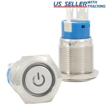19mm 12V Momentary Push Button Power Switch Stainless Steel Blue LED Wat... - $37.99