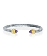 Sterling Silver Gold Plated 8mm Double Amethyst and Clear CZ Ends Rope B... - £123.25 GBP