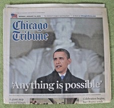 Chicago Tribune Newspaper: Obama: &quot;Anything is Possible&quot; January 19, 2009 - £9.54 GBP