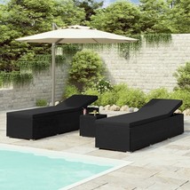 vidaXL Black Poly Rattan Outdoor Sun Lounger Set 4-Piece with Adjustable - €551,85 EUR