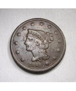 1841 Large Cent Fine Details Coin AN704 - £53.40 GBP