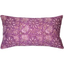 Mauve Flowers Throw Pillow 12x24, with Polyfill Insert - £23.52 GBP