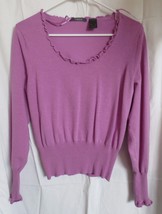 Liz Claiborne Silk blend Ruffle neckline &amp; long sleeves lavender purple L - £15.72 GBP