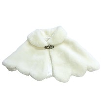Off White Faux Fur Girls Size 0 Collar Shawl Short Cape Cinderella Metal... - $24.86