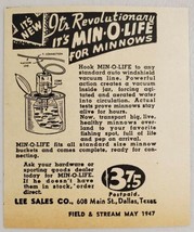 1947 Print Ad Min-O-Life Live Bucket for Minnows Dallas,Texas - £7.36 GBP