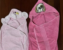 Hooded Towels Pink Flower Bee &amp; Puppy Dog Bath Beach Girls Pottery Barn ... - £19.77 GBP