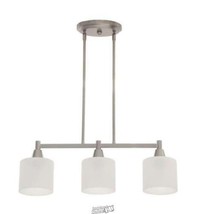 Hampton Bay 3-Light Brushed Steel Island Light with White Glass Shades - £98.48 GBP