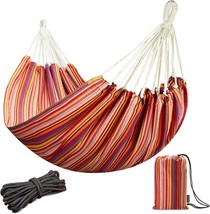 Joyview Brazilian Double Hammock With Hanging Ropes Extra Large, Red Stripes - £31.60 GBP