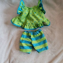 Zapf Creations Blue Green Stripe Dot Ruffle Clothes Outfit Set Baby Girl Doll - $19.79