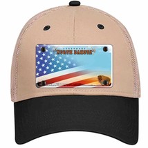 North Dakota Legendary with American Flag Novelty Khaki Mesh License Plate Hat - £22.79 GBP