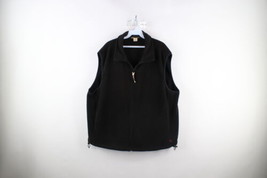 Vintage Woolrich Mens 2XL XXL Faded Blank Full Zip Fleece Vest Jacket Black - £35.56 GBP