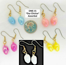 1-PAIR Pastel Pearly Easter EGG EARRINGS Bunny Spring Bird Charm Novelty... - $3.89