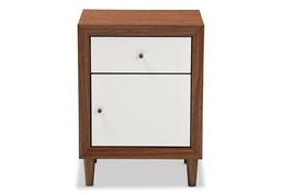 Stephen White and Walnut Wood 1-drawer and 1-door Nightstand - $142.00