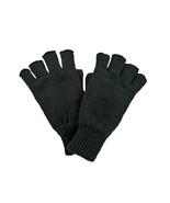 Knitted Half Finger Gloves Winter Warm Stretch Fingerless Black Gloves 1... - $36.04 CAD