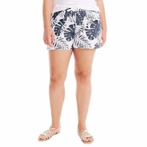 Nautica Womens Linen Blend Pull-On Shorts Size Small Color Blue Palm Print - £27.54 GBP