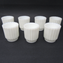 7 Vintage White Milk Glass Votive Candle Holders Ribbed Fluted Candlewick USA - $29.69