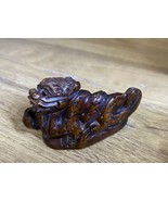 Antique Japanese WOOD Netsuke Carved Dragon Figure SIGNED! Brown Old! - £116.76 GBP