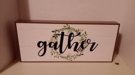 Wooden reverable Gather / Santa&#39;s Key Table Top Sign Approx. 16x7 Inches - £13.30 GBP