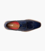 25725-400 Stacy Adams Alario Wingtip Oxford Croco Leather Shoes Blue image 4