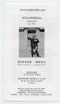 Sosa Borella Restaurant Dinner Menu Eighth Avenue New York  - £12.66 GBP