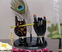 Resin Home Decoration Black Krishna Hand Showpiece Statue Radha Krishan Murti L - £37.40 GBP