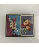 Plastic Coated Olympia playing Cards Bridge Set Sealed Vintage Flowers  - £15.56 GBP