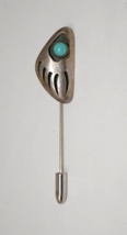 Native American Turquoise Bear Paw Silver Lapel Brooch Pin - £46.90 GBP