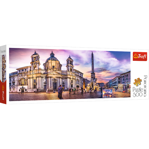 Panorama 500 Piece Jigsaw Puzzle, Piazza Navona, Rome, Italy, Fountain o... - $33.74