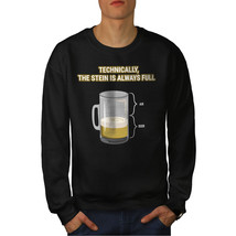 Wellcoda Glass Always Full Beer Mens Sweatshirt, Theory Casual Pullover Jumper - £24.17 GBP+