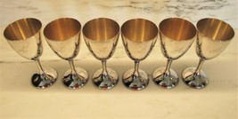 Set of 6 Silver Plated Goblets Champagne Wine Glass &quot;A&quot; Monogram C3038 - $76.26