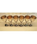 Set of 6 Silver Plated Goblets Champagne Wine Glass &quot;A&quot; Monogram C3038 - £59.76 GBP