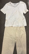 2 Piece set of St. John Sport by Marie Gray Outfit. White Shirt and Tan Pants - £23.68 GBP