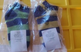 New j crew rugby sock boys size 9-12 Lot 2 Pair Green Yellow Stripe - $11.88