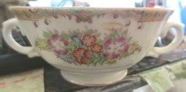 Diamond Roslyn Fine China Floral 2 Handle Soup Cup Hand Painted Japan - £11.00 GBP