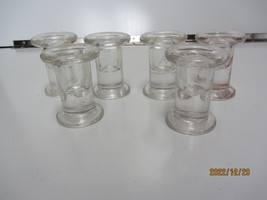 6 Vintage Clear Glass Spool Shaped Candlestick Holders - £7.98 GBP