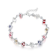 925 Stamp silver bracelets women lady wedding gift Jewelry fashion charm colorfu - £14.01 GBP