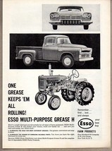 1957 Print Ad Esso Farm Products Tractor, Pickup Truck, Car - £8.00 GBP