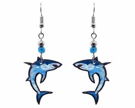 Shark Sea Animal Graphic Dangle Earrings - Womens Fashion Handmade Jewelry Tropi - £14.33 GBP