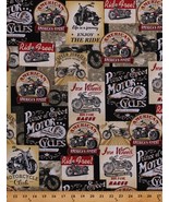 FAT QUARTER (18&quot; x 22&quot;) Cotton Motorcycles Vintage-look Bikers Fabric M4... - €3,39 EUR