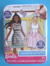 NEW Barbie Mix &amp; Match Fashions Magnetic Activity 4”x3” Tin Over 15 Magnets New! - £6.73 GBP