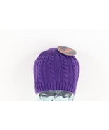 NOS Vintage Streetwear Blank Chunky Cable Knit Winter Beanie Hat Purple ... - $40.65 CAD