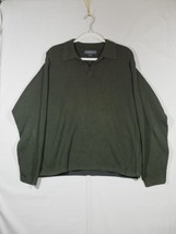 Vtg Eddie Bauer Sweater Mens Large 1/4 Zip Cabincore Cable Cotton 90s Green - £19.97 GBP